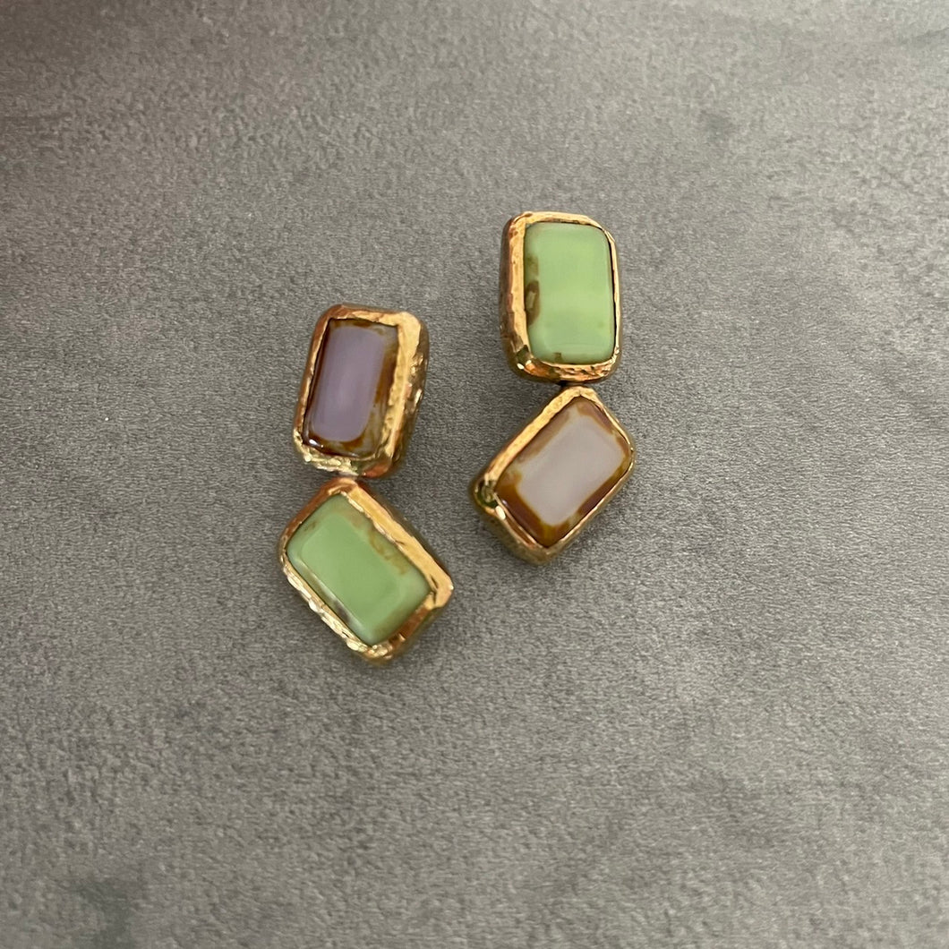 Spring chill Vintage Czech glass brass pierce