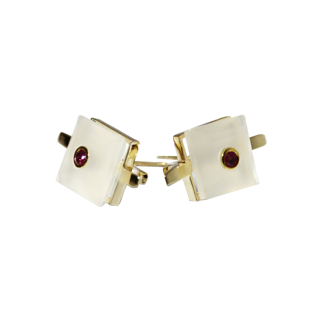 White Chalcedony Studs